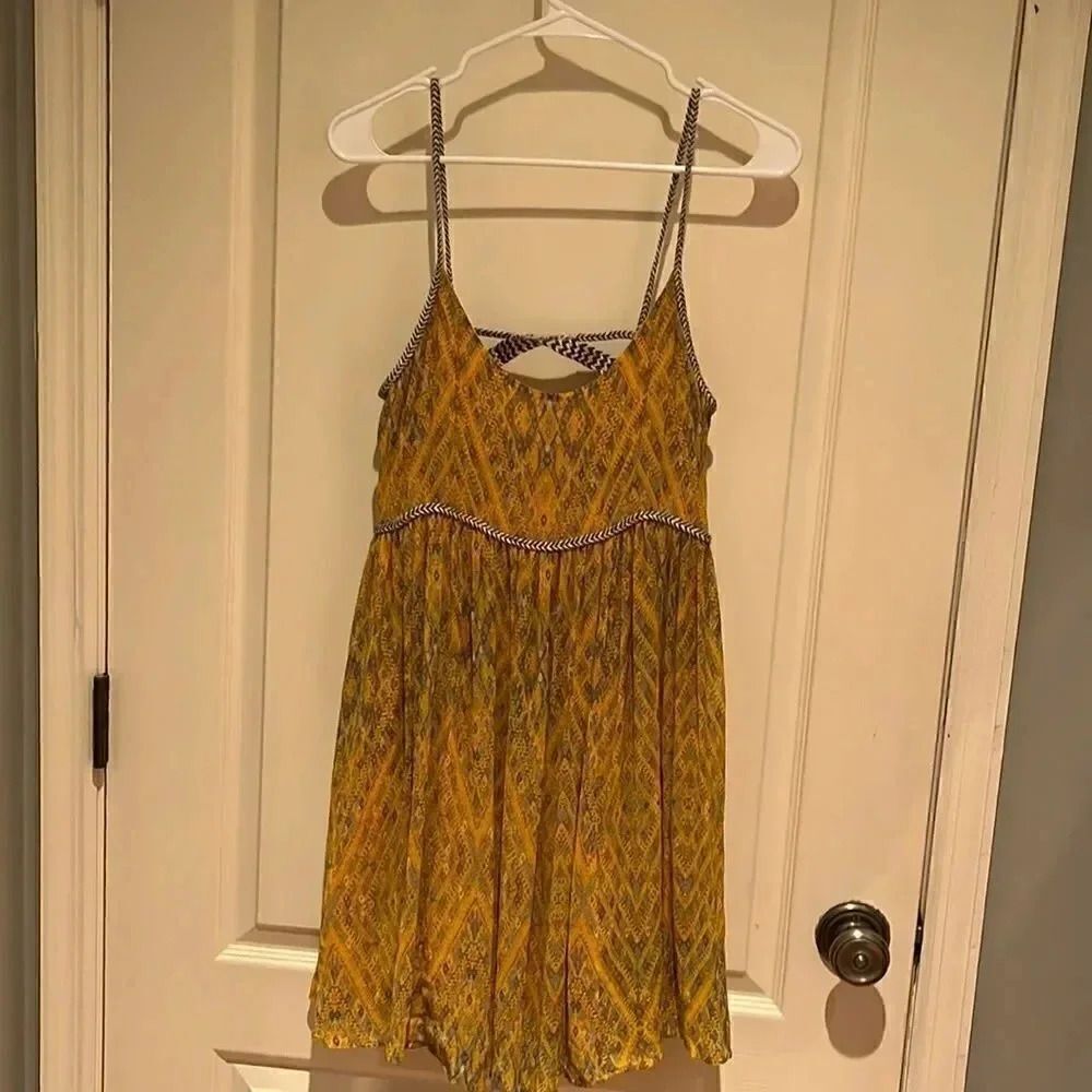 Free people yellow and blue sundress XS